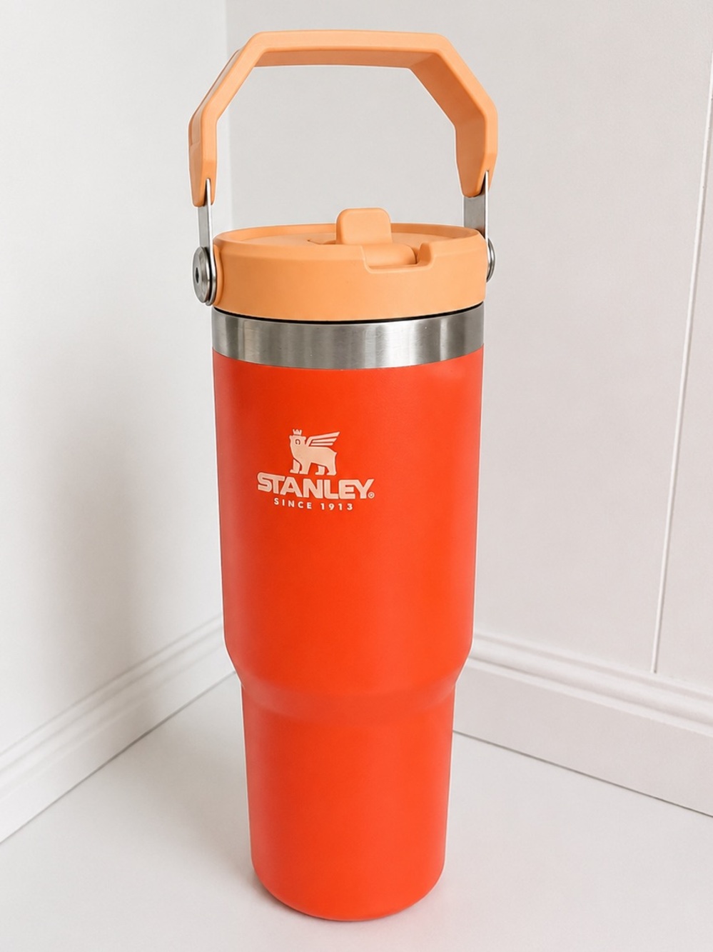 Stanley Orange Tumbler with Peach Handle and Lid